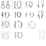 925 Silver Asymmetrical Heart Hoop Earrings DIY Jewelry Oval Sparkle Pandor