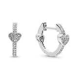 925 Silver Asymmetrical Heart Hoop Earrings DIY Jewelry Oval Sparkle Pandor