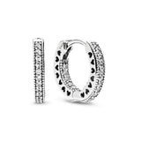 925 Silver Asymmetrical Heart Hoop Earrings DIY Jewelry Oval Sparkle Pandor