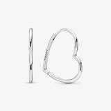 925 Silver Asymmetrical Heart Hoop Earrings DIY Jewelry Oval Sparkle Pandor