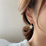 Opal Flower Hoop Earrings for Women Girls Boucle d'oreille Jewelry