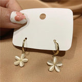 Opal Flower Hoop Earrings for Women Girls Boucle d'oreille Jewelry