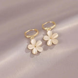 Opal Flower Hoop Earrings for Women Girls Boucle d'oreille Jewelry