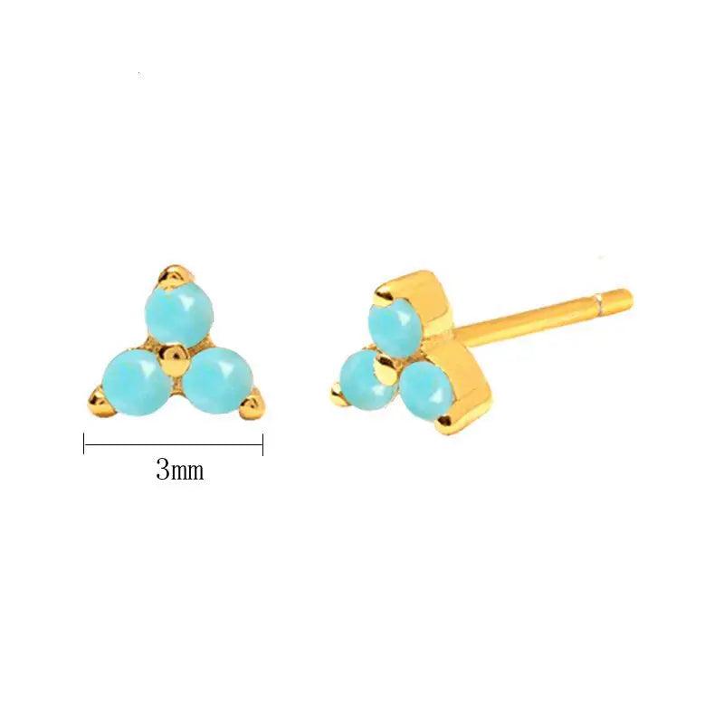 925 Silver Turquoise Stud Earrings & Hoop Pendant Set