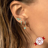925 Silver Turquoise Stud Earrings & Hoop Pendant Set