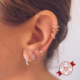 925 Silver Turquoise Stud Earrings & Hoop Pendant Set
