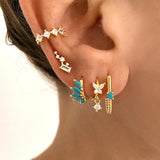 925 Silver Turquoise Stud Earrings & Hoop Pendant Set