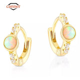 925 Silver Opal Zircon Hoop Earrings for Women
