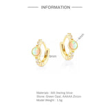 925 Silver Opal Zircon Hoop Earrings for Women