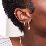 925 Silver Opal Zircon Hoop Earrings for Women