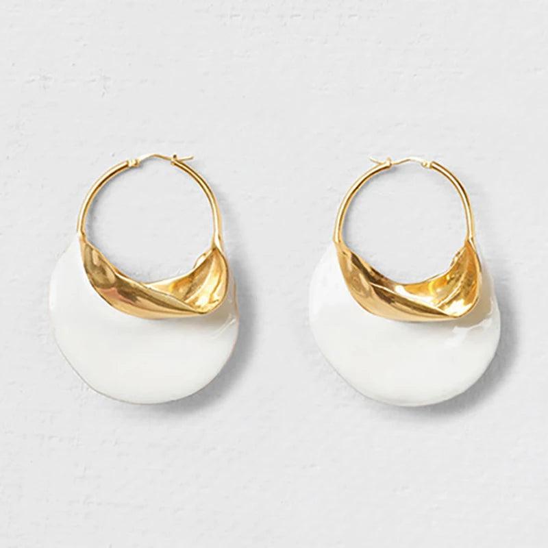 Large Enamel Hoop Earrings for Women Statement Huggie Earrings