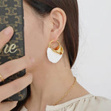 Large Enamel Hoop Earrings for Women Statement Huggie Earrings
