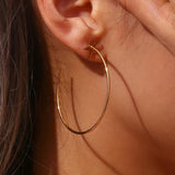 18K Plated Stainless Steel Large Star Hoop Earrings Hypoallergenic Pentagram