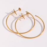18K Plated Stainless Steel Large Star Hoop Earrings Hypoallergenic Pentagram