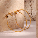 18K Plated Stainless Steel Large Star Hoop Earrings Hypoallergenic Pentagram