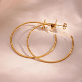 18K Plated Stainless Steel Large Star Hoop Earrings Hypoallergenic Pentagram