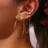 18K Plated Stainless Steel Large Star Hoop Earrings Hypoallergenic Pentagram