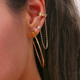18K Plated Stainless Steel Large Star Hoop Earrings Hypoallergenic Pentagram