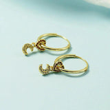 Crescent Heart Small Circle Hoop Earrings Moon Dangle Drop Earrings