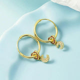 Crescent Heart Small Circle Hoop Earrings Moon Dangle Drop Earrings