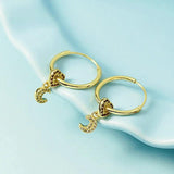 Crescent Heart Small Circle Hoop Earrings Moon Dangle Drop Earrings