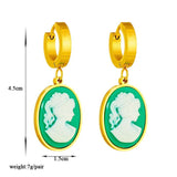 Vintage Heart Flower Crystal Hoop Earrings 316L Stainless Steel
