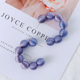 Pink Hoop Earrings Statement Pom Pom Earrings for Women