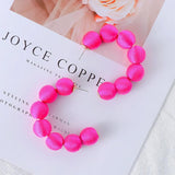 Pink Hoop Earrings Statement Pom Pom Earrings for Women
