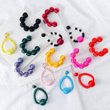 Pink Hoop Earrings Statement Pom Pom Earrings for Women