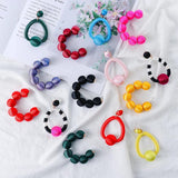 Pink Hoop Earrings Statement Pom Pom Earrings for Women