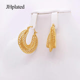 Dubai Round Piercing Hoop Earrings Geometric Punk Ear Buckle Huggie Earrings