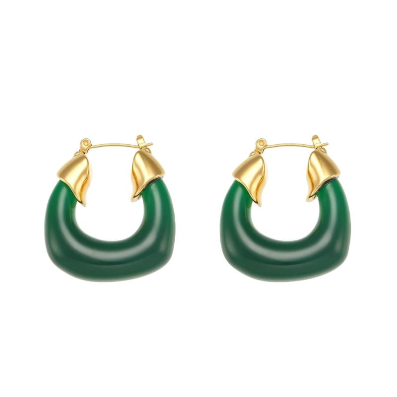 Clear Green Acrylic Hoop Earrings Chunky Geometric Woman Earring