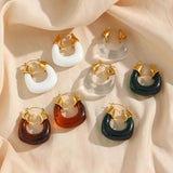 Clear Green Acrylic Hoop Earrings Chunky Geometric Woman Earring