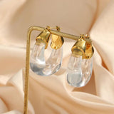 Clear Green Acrylic Hoop Earrings Chunky Geometric Woman Earring