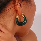 Clear Green Acrylic Hoop Earrings Chunky Geometric Woman Earring