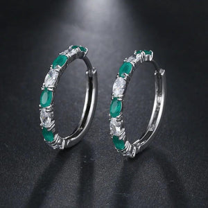 Vintage CZ Hoop Earrings Round Rainbow Bridal Gift