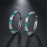 Vintage CZ Hoop Earrings Round Rainbow Bridal Gift