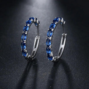 Vintage CZ Hoop Earrings Round Rainbow Bridal Gift