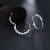 Vintage CZ Hoop Earrings Round Rainbow Bridal Gift