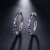 Vintage CZ Hoop Earrings Round Rainbow Bridal Gift