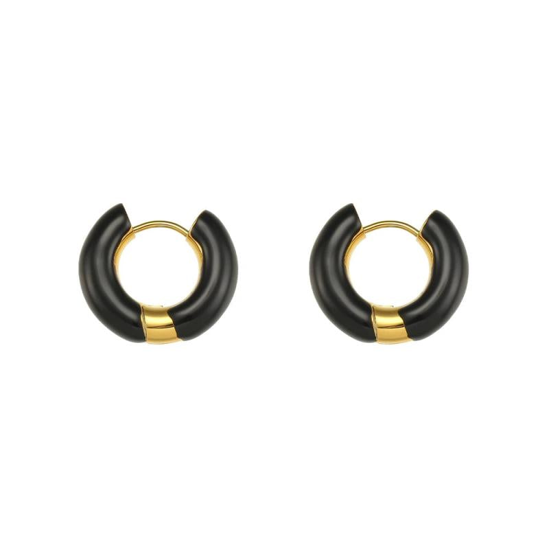 Colorful Enamel Huggie Earrings for Women Mini Hoop Accessory