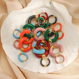 Colorful Enamel Huggie Earrings for Women Mini Hoop Accessory