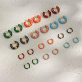 Colorful Enamel Huggie Earrings for Women Mini Hoop Accessory