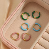 Colorful Enamel Huggie Earrings for Women Mini Hoop Accessory