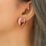 Colorful Enamel Huggie Earrings for Women Mini Hoop Accessory