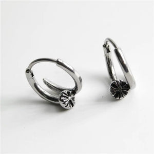 Cross Pattern Nail Hoop Earrings for Men Stainless Steel Punk Gothic Jewelry