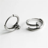 Cross Pattern Nail Hoop Earrings for Men Stainless Steel Punk Gothic Jewelry