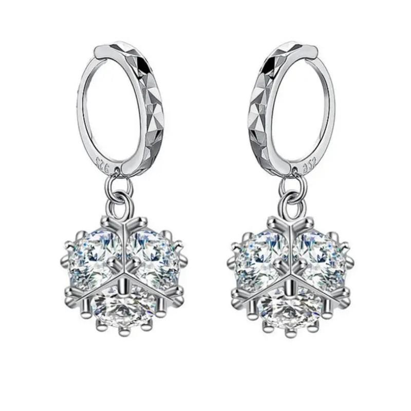 Silver Hoop Pendant Earring CZ Circle Jewelry Gift
