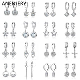 Silver Hoop Pendant Earring CZ Circle Jewelry Gift