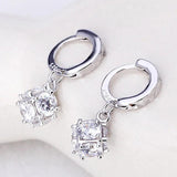 Silver Hoop Pendant Earring CZ Circle Jewelry Gift